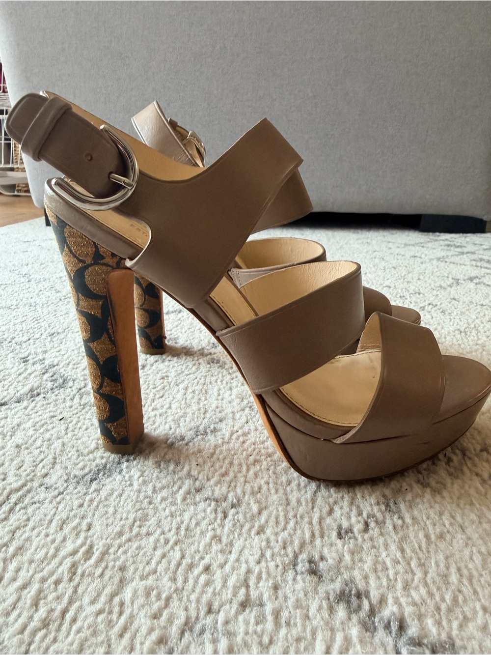 Coach Leather Platform Sandal Heels | Signature Heel | Size 37